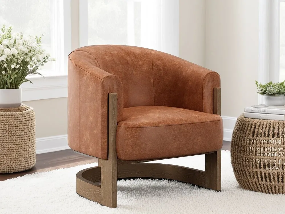 Kyoto Kyoto Lennox Tan Faux Leather Accent Chair