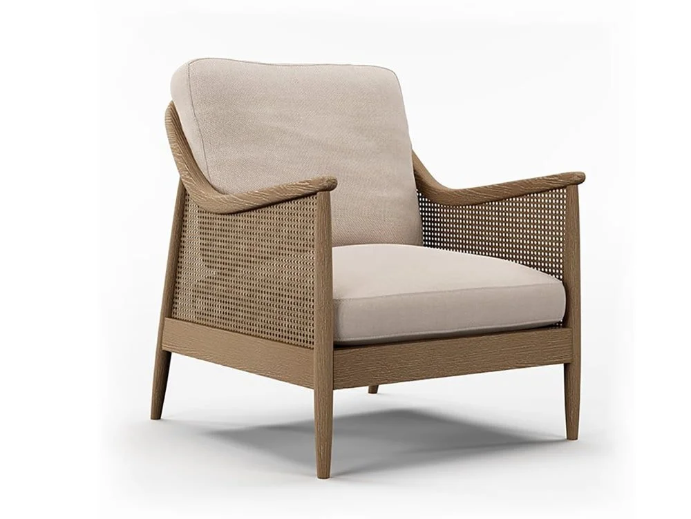 Kyoto Kyoto Winnie Rattan and Natural Fabric Accent Chair