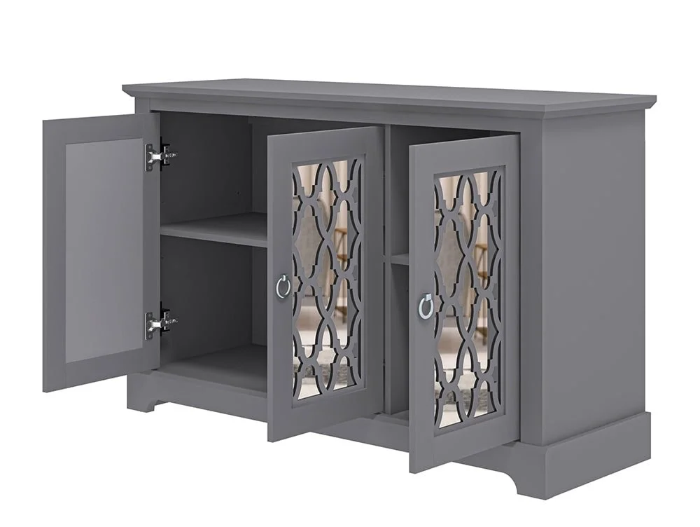 GFW GFW Honiton Grey Mirrored 3 Door Sideboard