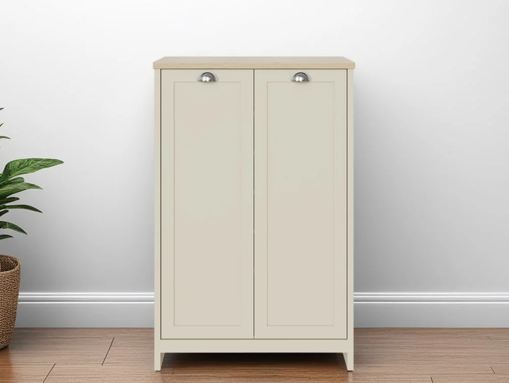 GFW GFW Lancaster Cream and Oak 2 Door Tall Shoe Cabinet