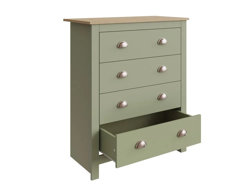 GFW GFW Lancaster Green and Oak 3 Piece Bedroom Furniture Package