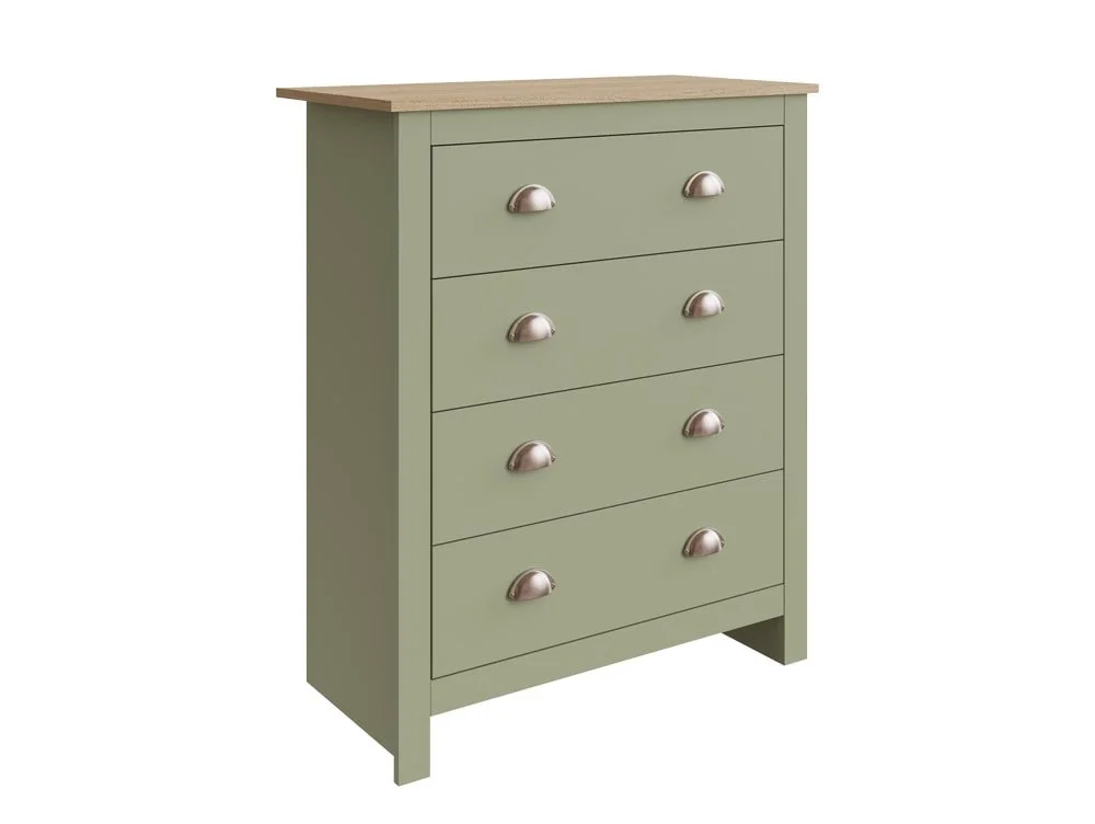 GFW GFW Lancaster Green and Oak 4 Piece Bedroom Furniture Package