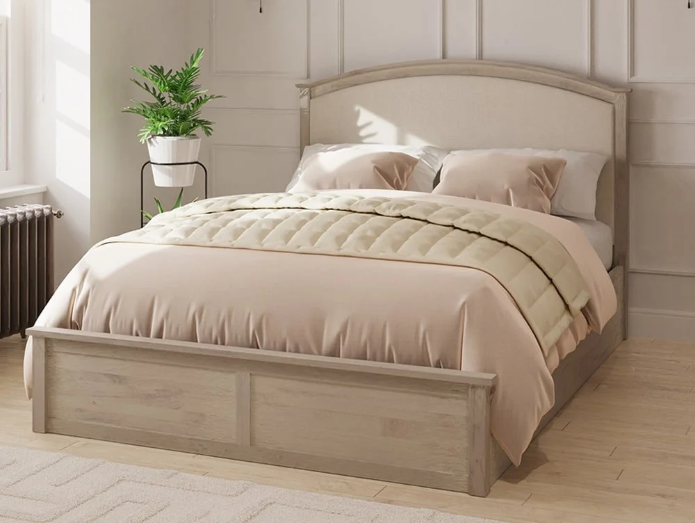 GFW GFW Madrid 4ft6 Double Limed Oak Wooden Ottoman Bed Frame