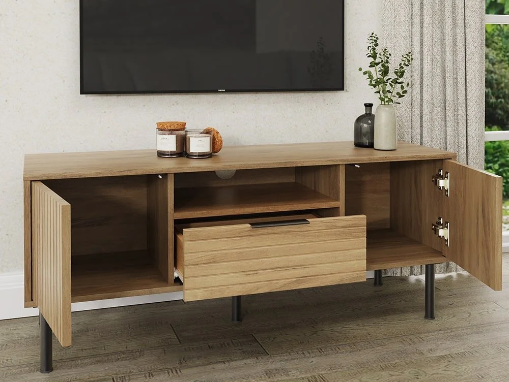 GFW GFW Nervata Oak 2 Door 1 Drawer TV Cabinet