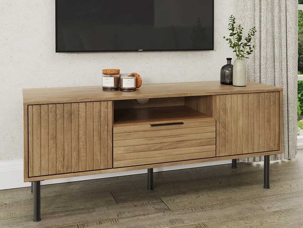 GFW GFW Nervata Oak 2 Door 1 Drawer TV Cabinet