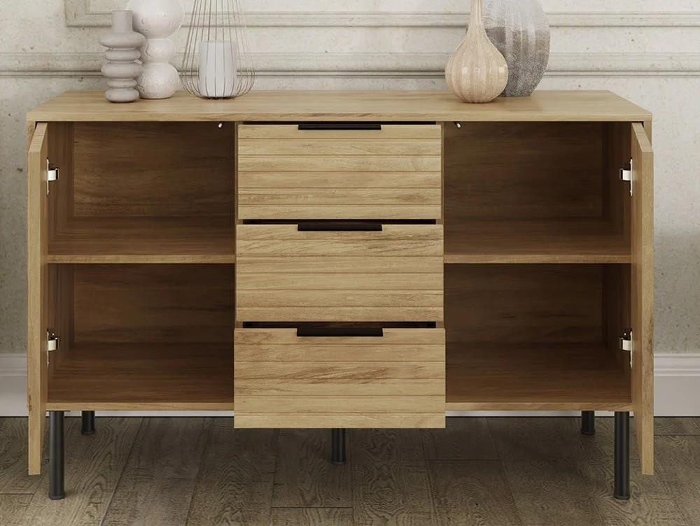 GFW GFW Nervata Oak 2 Door 3 Drawer Sideboard