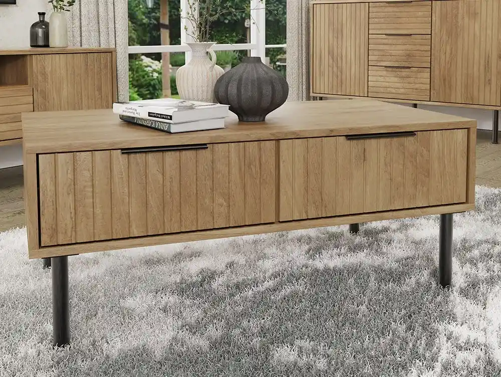 GFW GFW Nervata Oak 2 Drawer Coffee Table