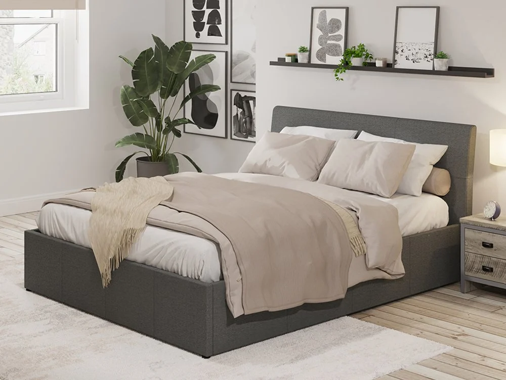 GFW GFW Ascot 4ft6 Double Grey Fabric Ottoman Bed Frame