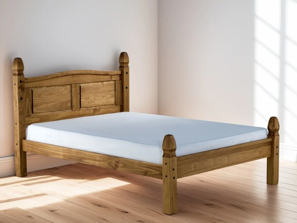 Birlea Furniture & Beds Birlea Corona 4ft6 Double Waxed Pine Wooden Bed Frame (Low Footend)