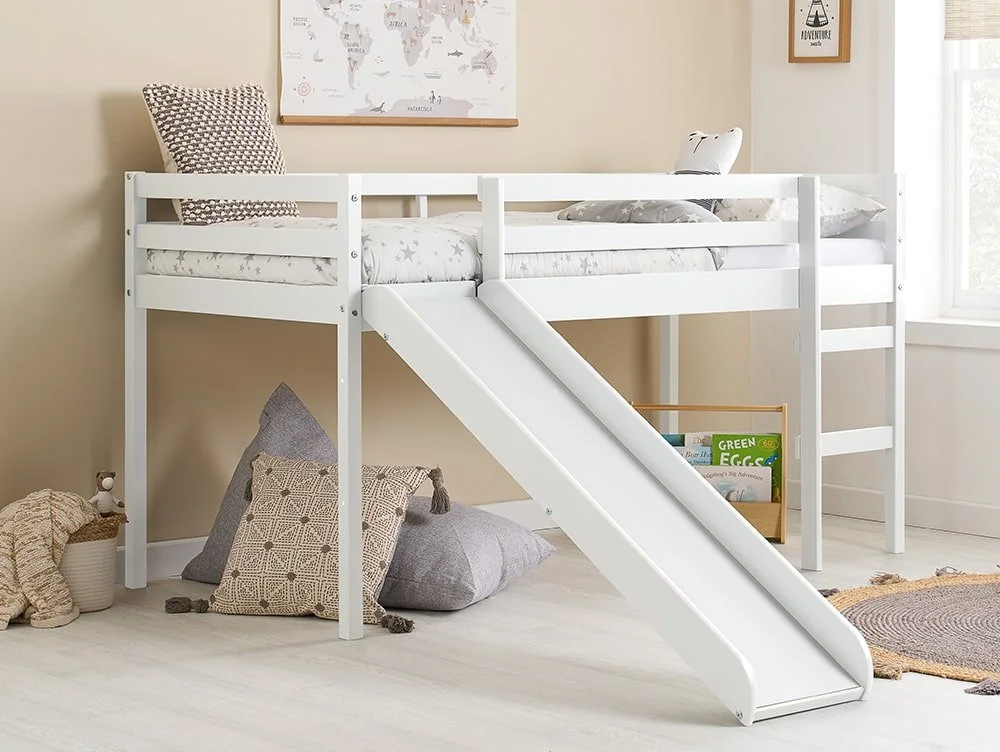 Birlea Furniture & Beds Birlea Frankie 3ft Single White Mid Sleeper Bed Frame with Slide