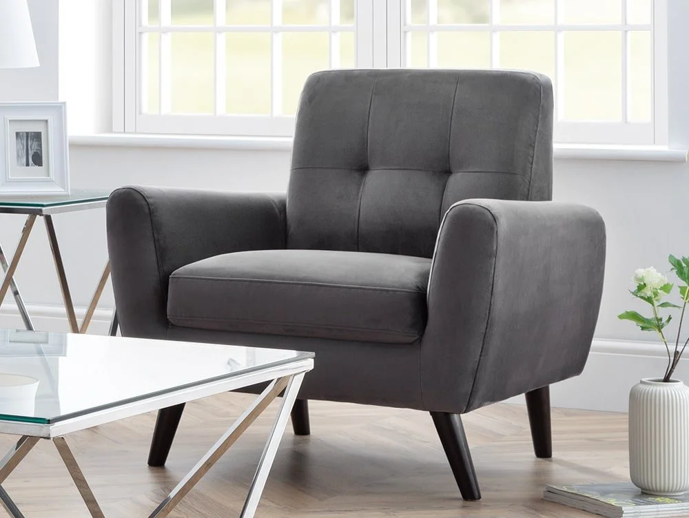 Julian Bowen Julian Bowen Monza Grey Velvet Armchair