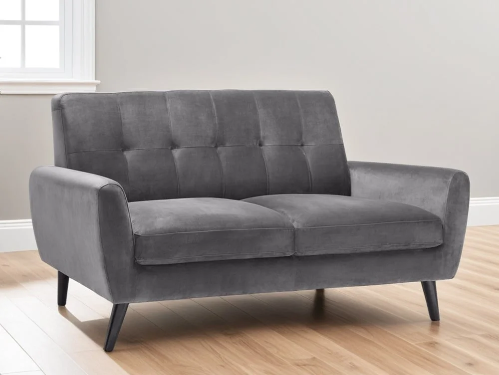 Julian Bowen Julian Bowen Monza Grey Velvet 2 Seater Sofa