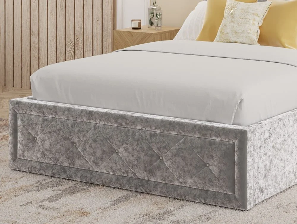 GFW GFW Hollywood 5ft King Size Silver Crushed Velvet Ottoman Bed Frame