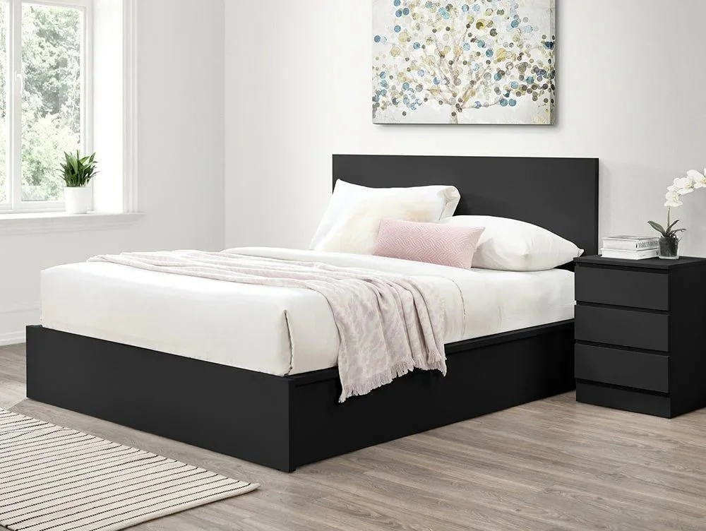 Birlea Furniture & Beds Clearance - Birlea Oslo 5ft King Size Black Wooden Ottoman Bed Frame