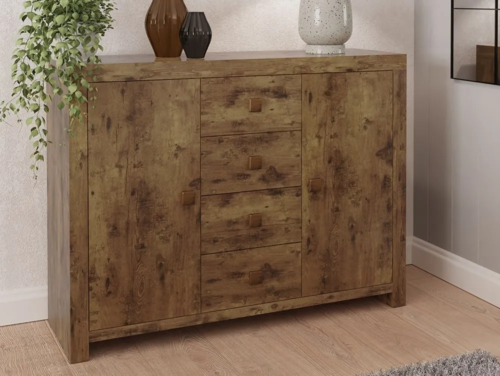 GFW GFW Jakarta Mango Wood Effect 2 Door 4 Drawer Sideboard