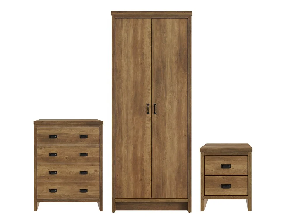 GFW GFW Boston Knotty Oak Effect 3 Piece Bedroom Set