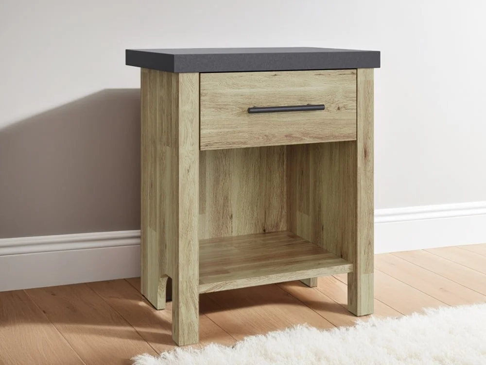 GFW GFW Cascina Oak and Grey 1 Drawer Bedside Table