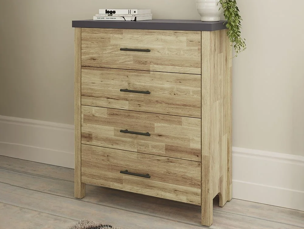 GFW GFW Cascina Oak and Grey 4 Drawer Chest of Drawers