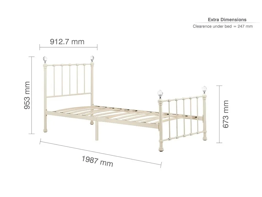 Birlea Furniture & Beds Clearance - Birlea Jessica 3ft Single Cream Metal Bed Frame