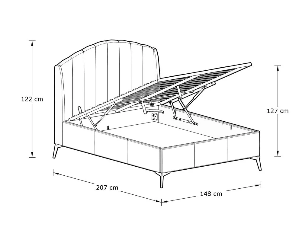 GFW GFW Pettine 4ft6 Double Green Fabric Ottoman Bed Frame