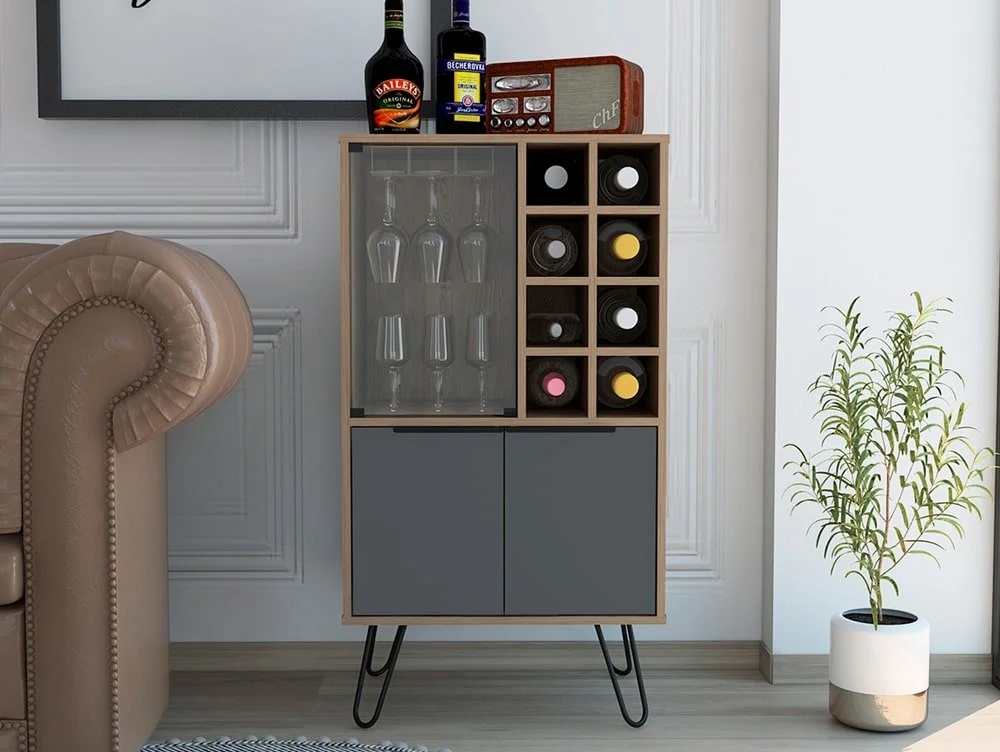 Core Products Core Vegas Oak and Grey 2 Door Wine Cabinet