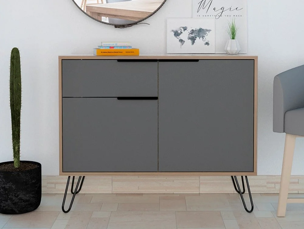 Core Products Core Vegas Oak and Grey 2 Door 1 Drawer Small Sideboard