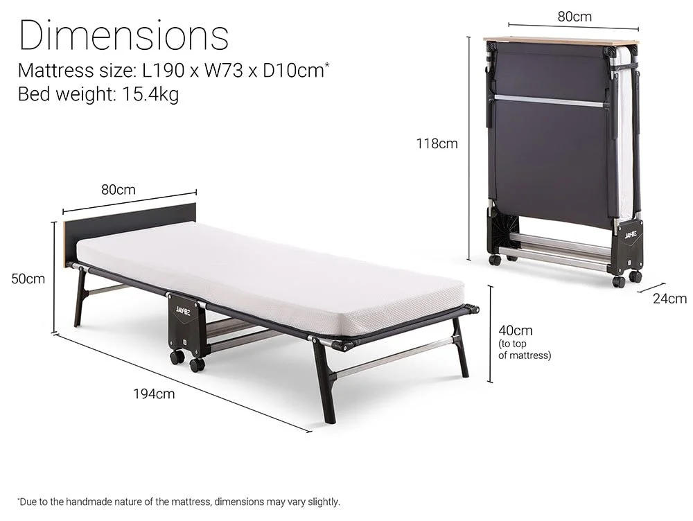 Jay-Be Jay-Be Rollaway 80cm Folding Guest Bed with Memory Mattress