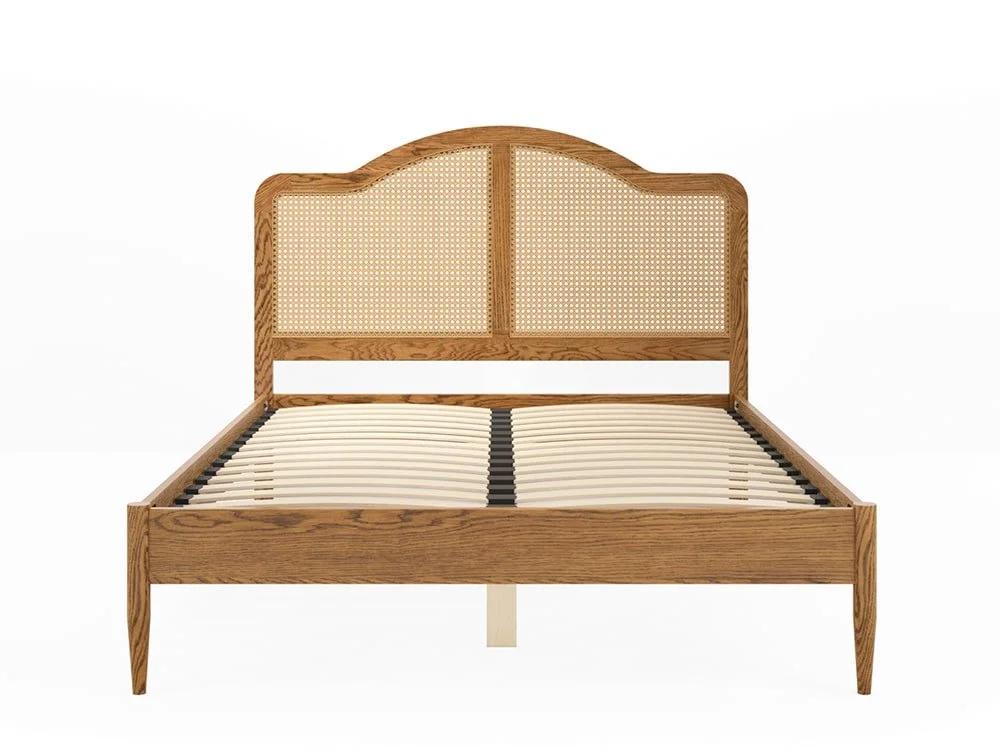 LPD LPD Claude 4ft6 Double Rattan and Smoked Oak Wooden Bed Frame