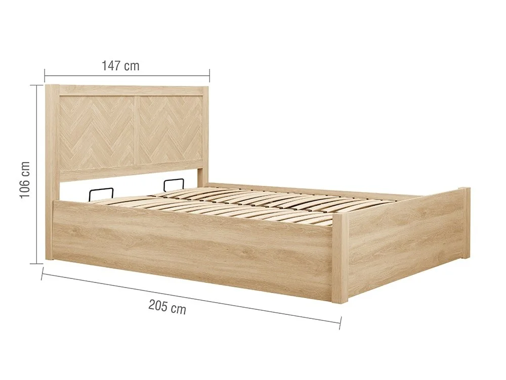 Birlea Furniture & Beds Birlea Herringford 4ft6 Double Light Oak Wooden Ottoman Bed Frame