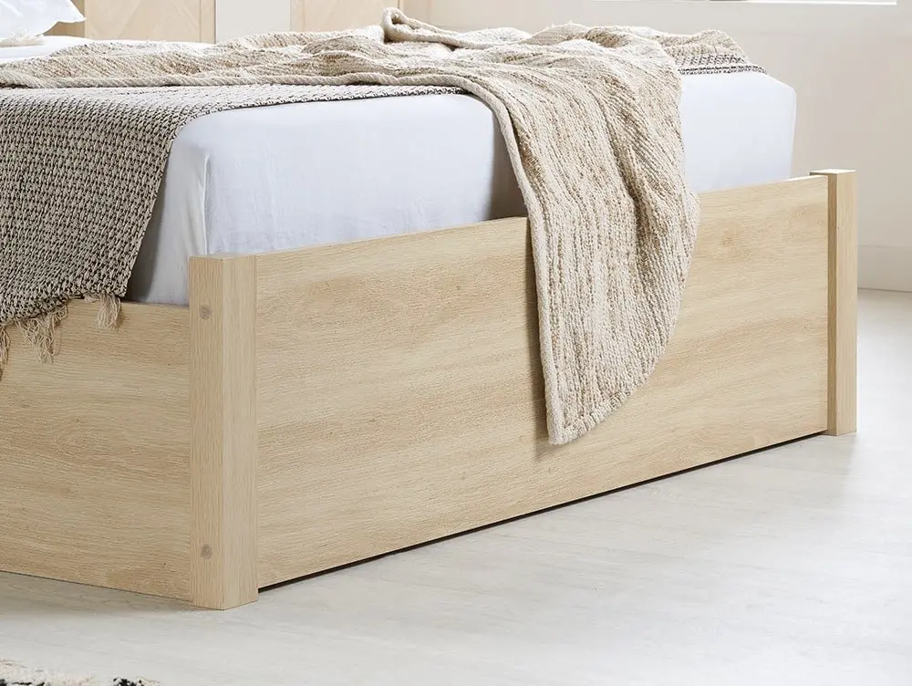 Birlea Furniture & Beds Birlea Herringford 4ft6 Double Light Oak Wooden Ottoman Bed Frame