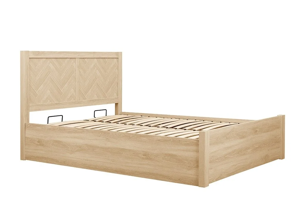 Birlea Furniture & Beds Birlea Herringford 5ft King Size Light Oak Wooden Ottoman Bed Frame