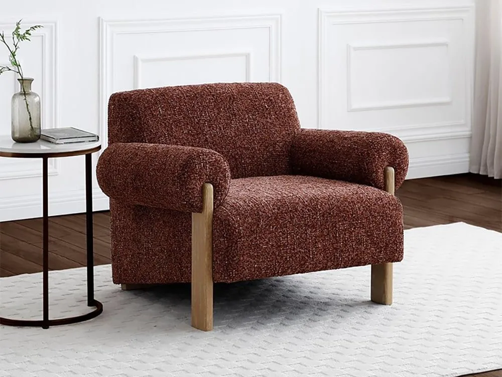 Kyoto Kyoto Arlo Ruby Chenille and Oak Accent Chair