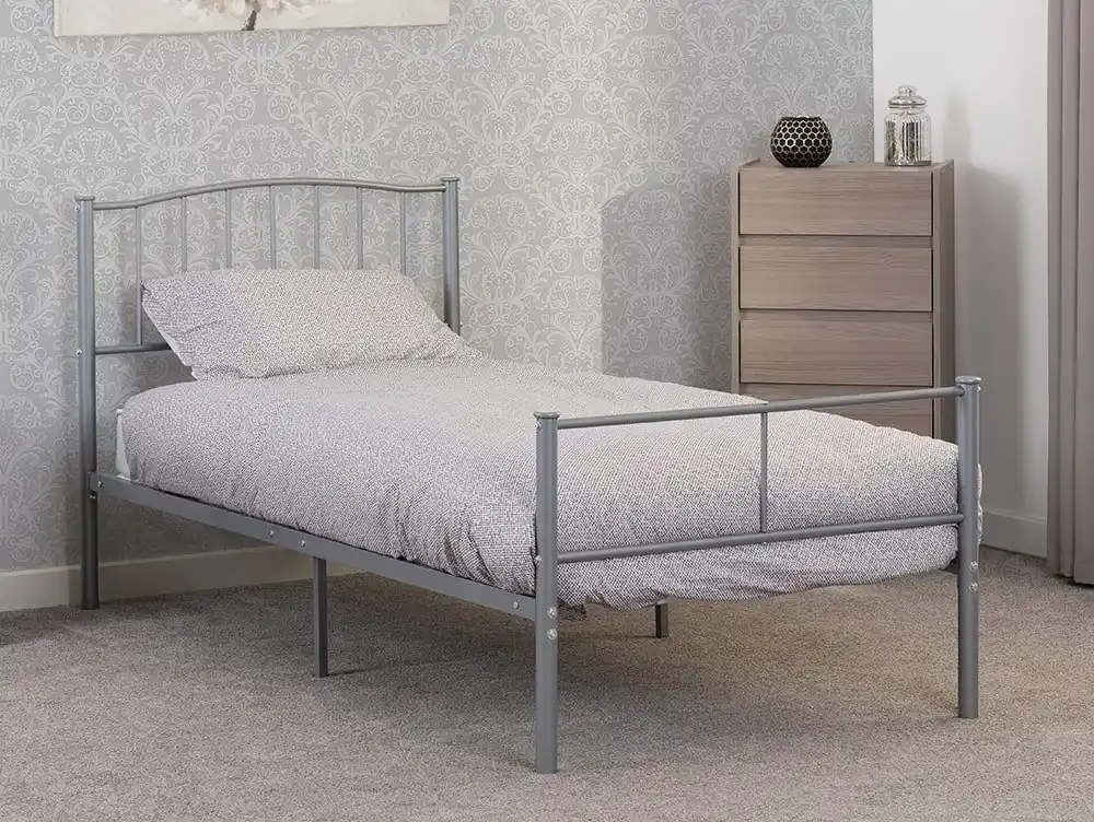 Seconique Seconique Newton 3ft Single Silver Metal Bed Frame