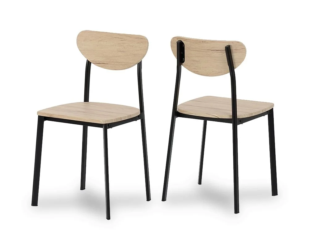 Seconique Seconique Riley Set of 2 Black and Oak Dining Chairs