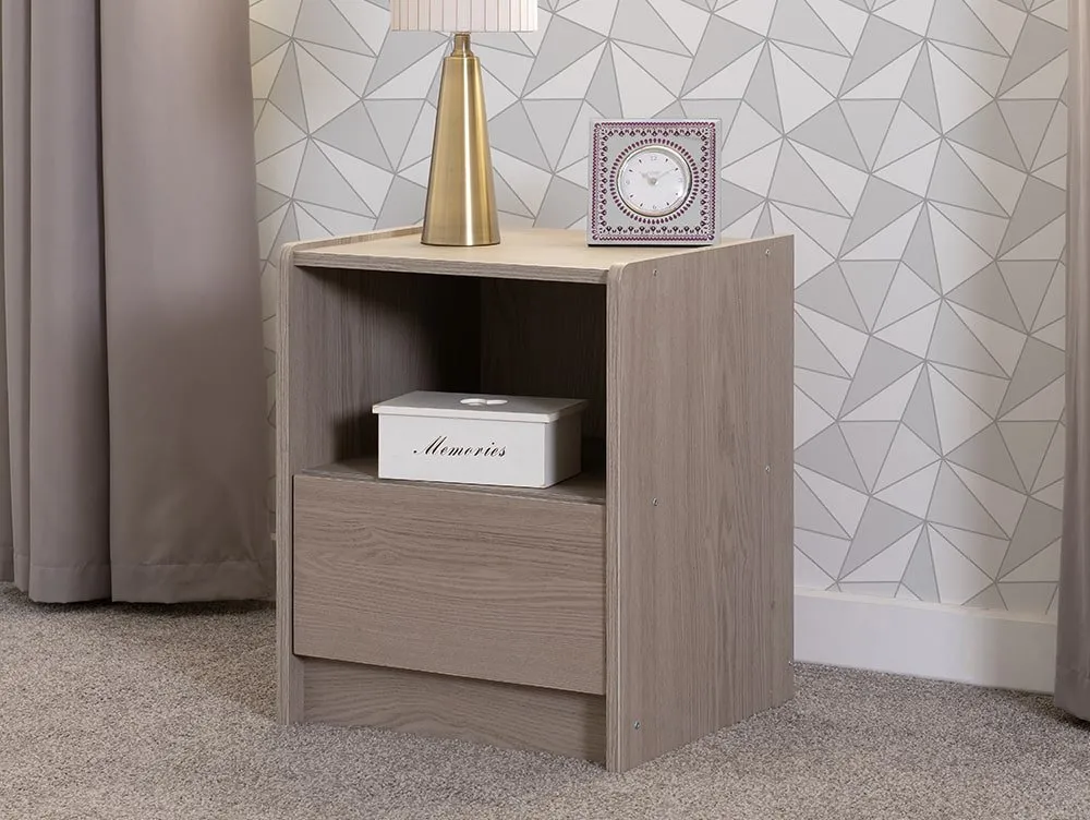 Seconique Seconique Paris Smoked Ash 1 Drawer Bedside Table