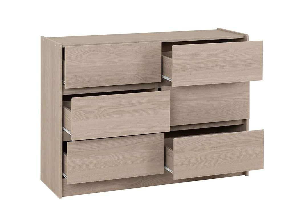 Seconique Seconique Paris Smoked Ash 6 Drawer Chest of Drawers