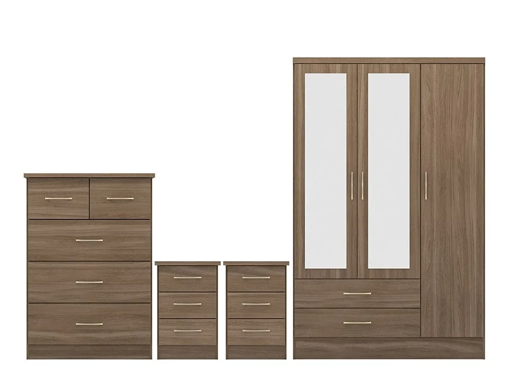 Seconique Seconique Nevada Rustic Oak 4 Piece Medium Bedroom Furniture Package