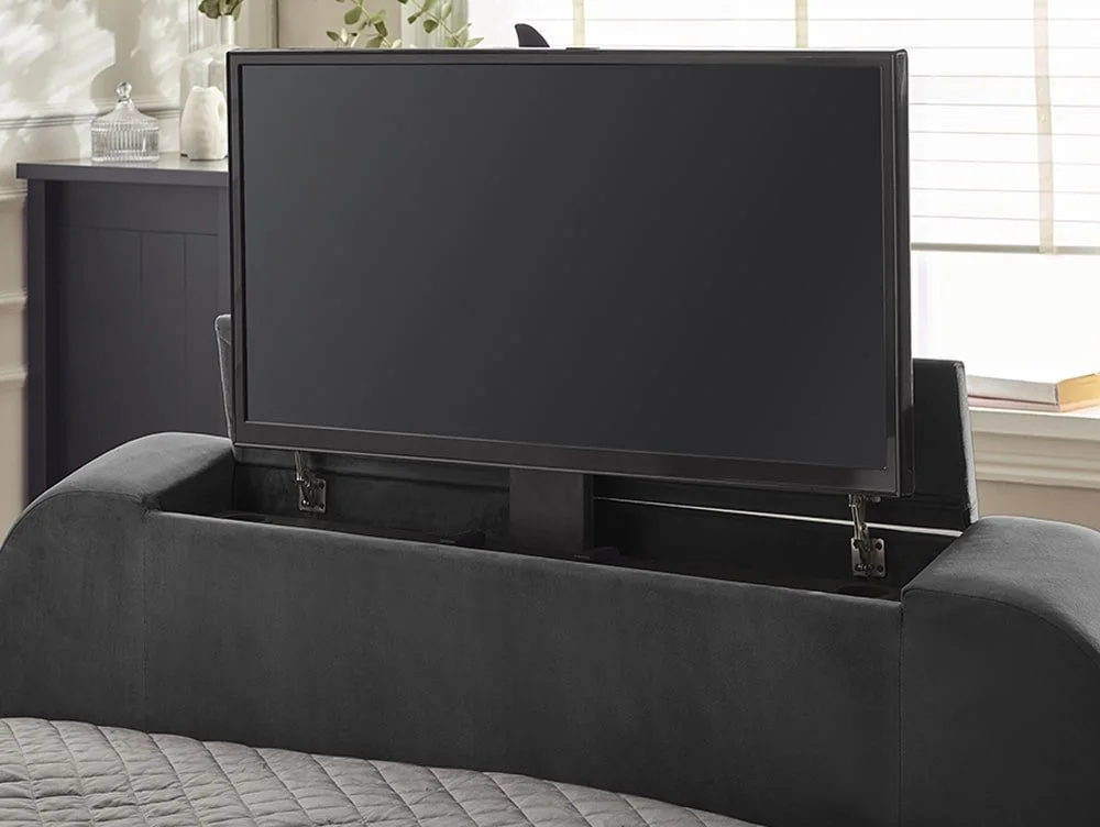 Julian Bowen Julian Bowen Clara 4ft6 Double Dark Grey Fabric Ottoman TV Bed Frame