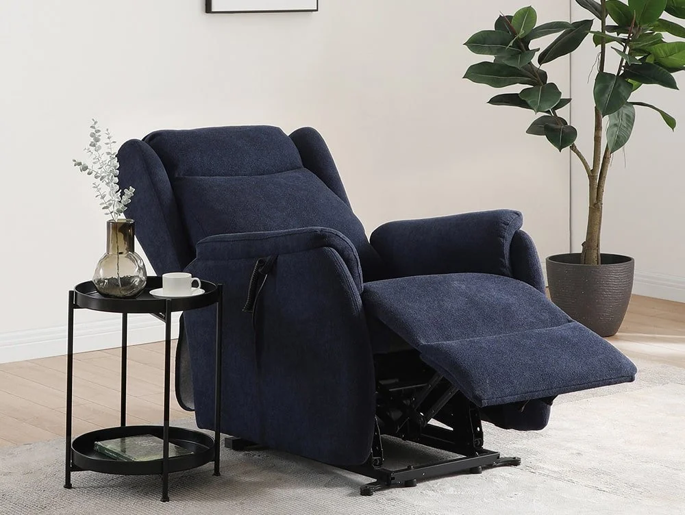 Kyoto Kyoto Fletcher Dual Motor Blue Fabric Riser Recliner Chair