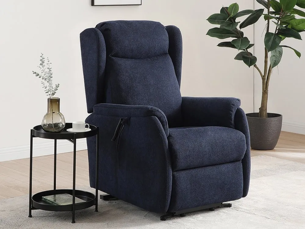 Kyoto Kyoto Fletcher Dual Motor Blue Fabric Riser Recliner Chair