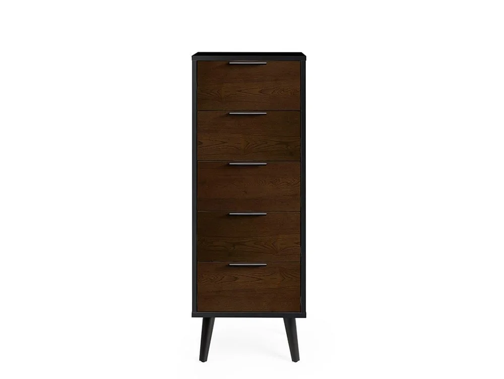 Julian Bowen Julian Bowen Alba Black and Walnut 5 Drawer Chest of Drawers