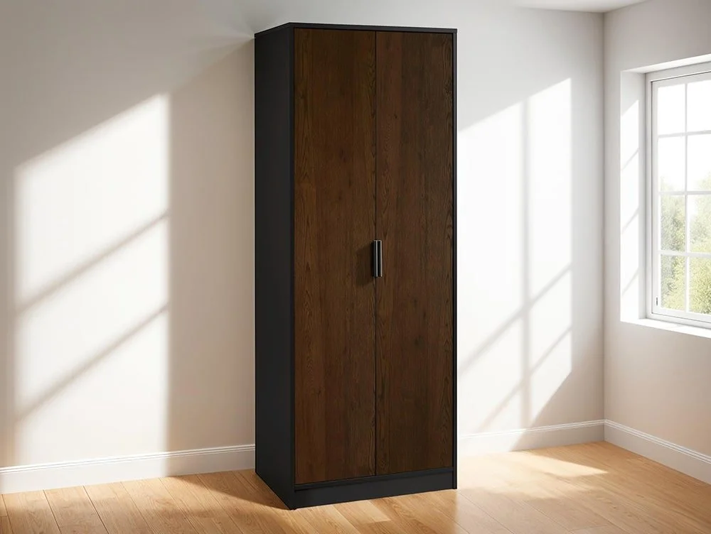 Julian Bowen Julian Bowen Alba Black and Walnut 2 Door Wardrobe