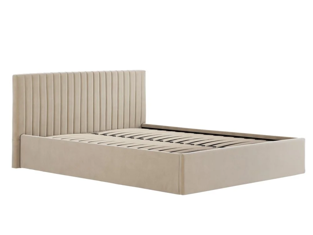 LPD LPD Berlin 4ft6 Double Beige Velvet Fabric Ottoman Bed Frame