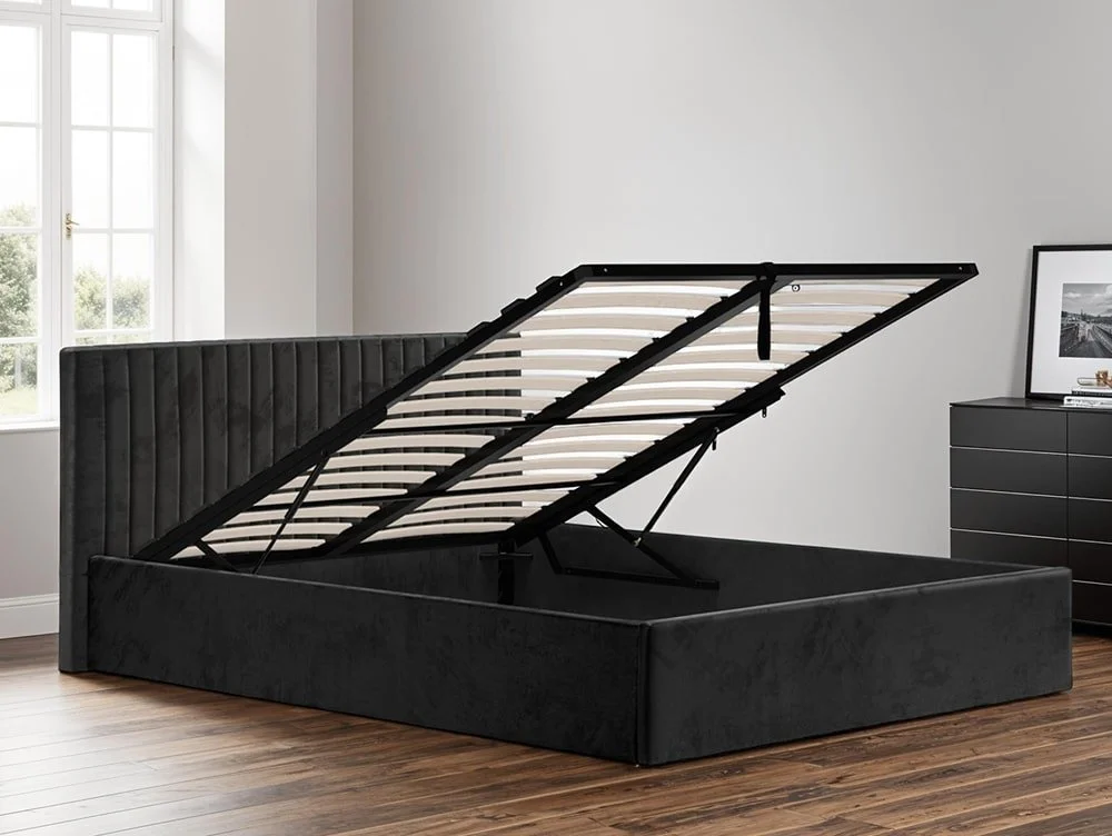 LPD LPD Berlin 4ft6 Double Black Velvet Fabric Ottoman Bed Frame