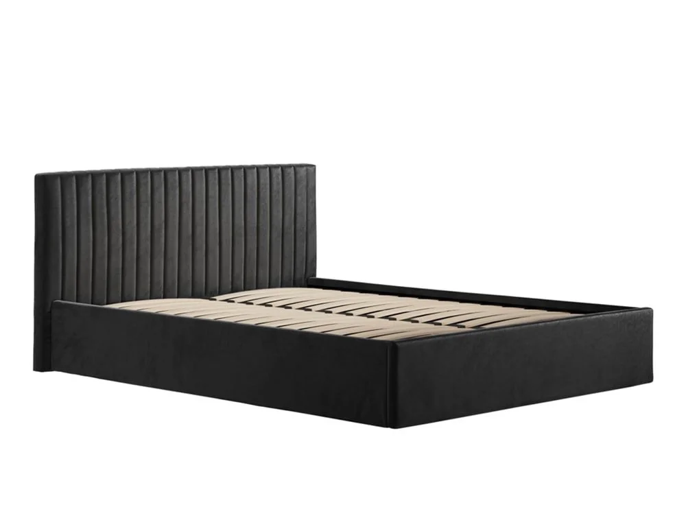 LPD LPD Berlin 5ft King Size Black Velvet Fabric Ottoman Bed Frame