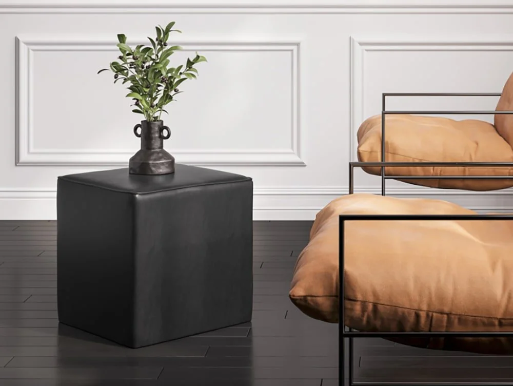 LPD LPD Bronx Black Faux Leather Side Table