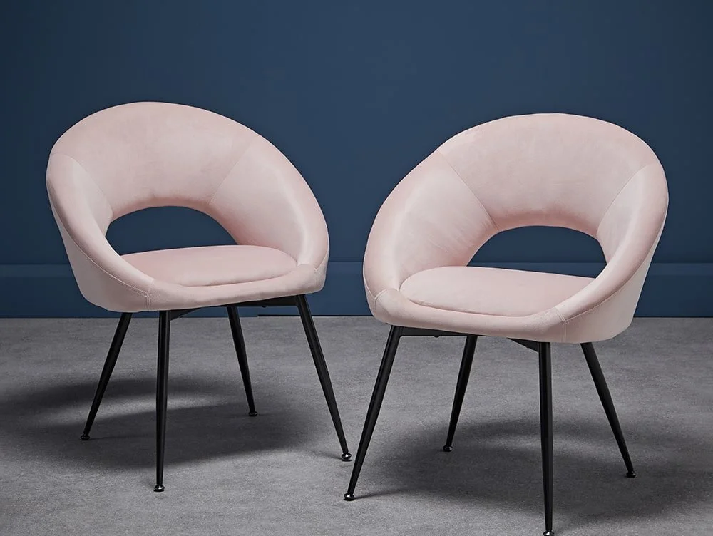 LPD LPD Lulu Set of 2 Pink Velvet Dining Chairs