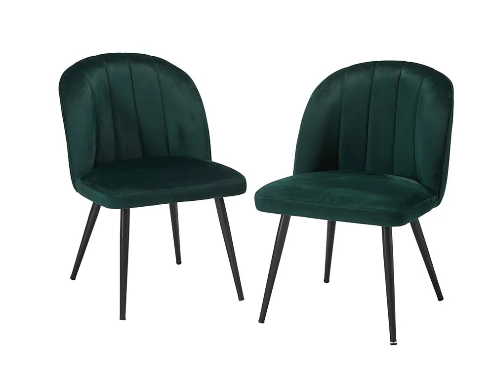 LPD LPD Orla Set of 2 Green Velvet Dining Chairs