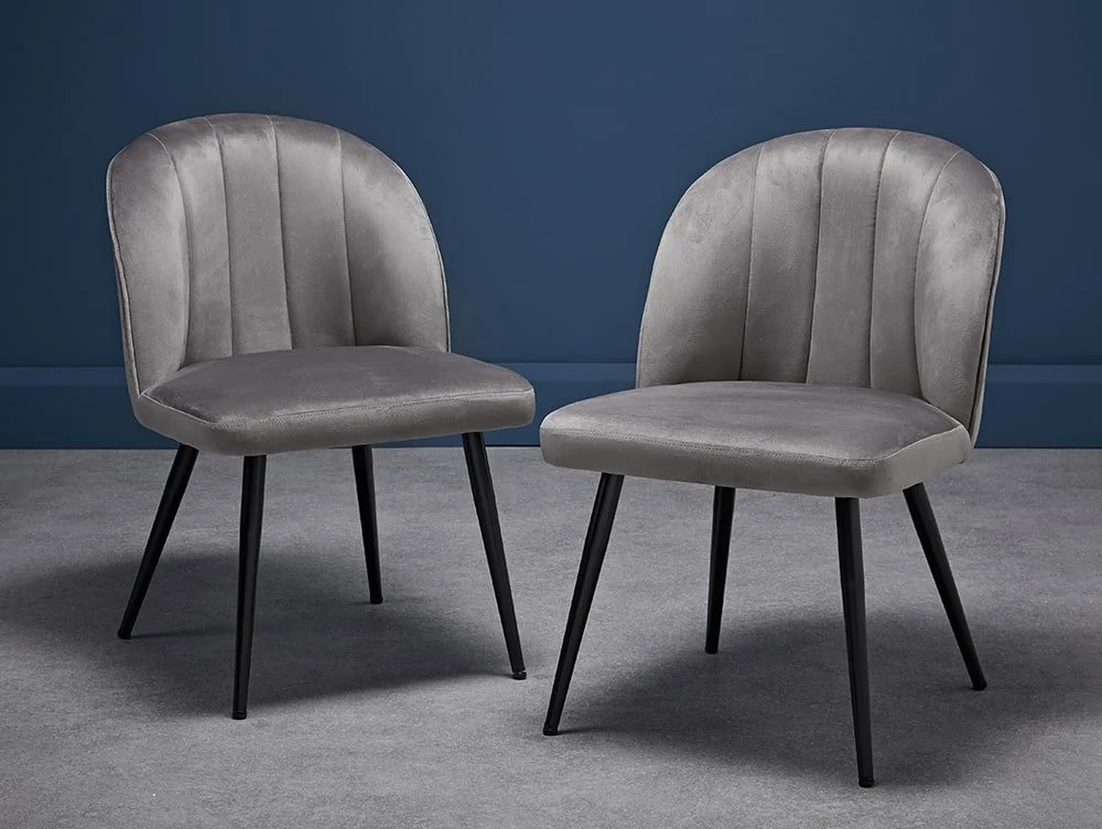 LPD LPD Orla Set of 2 Grey Velvet Dining Chairs