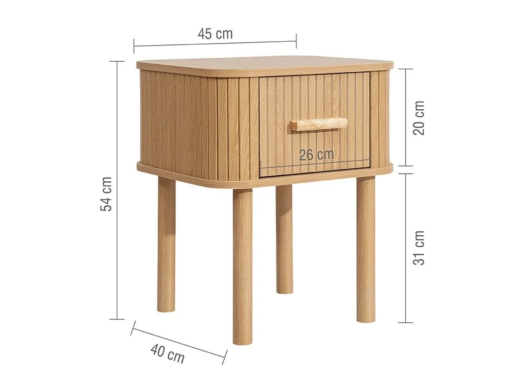 Birlea Furniture & Beds Birlea Axel Oak 1 Drawer Bedside Table